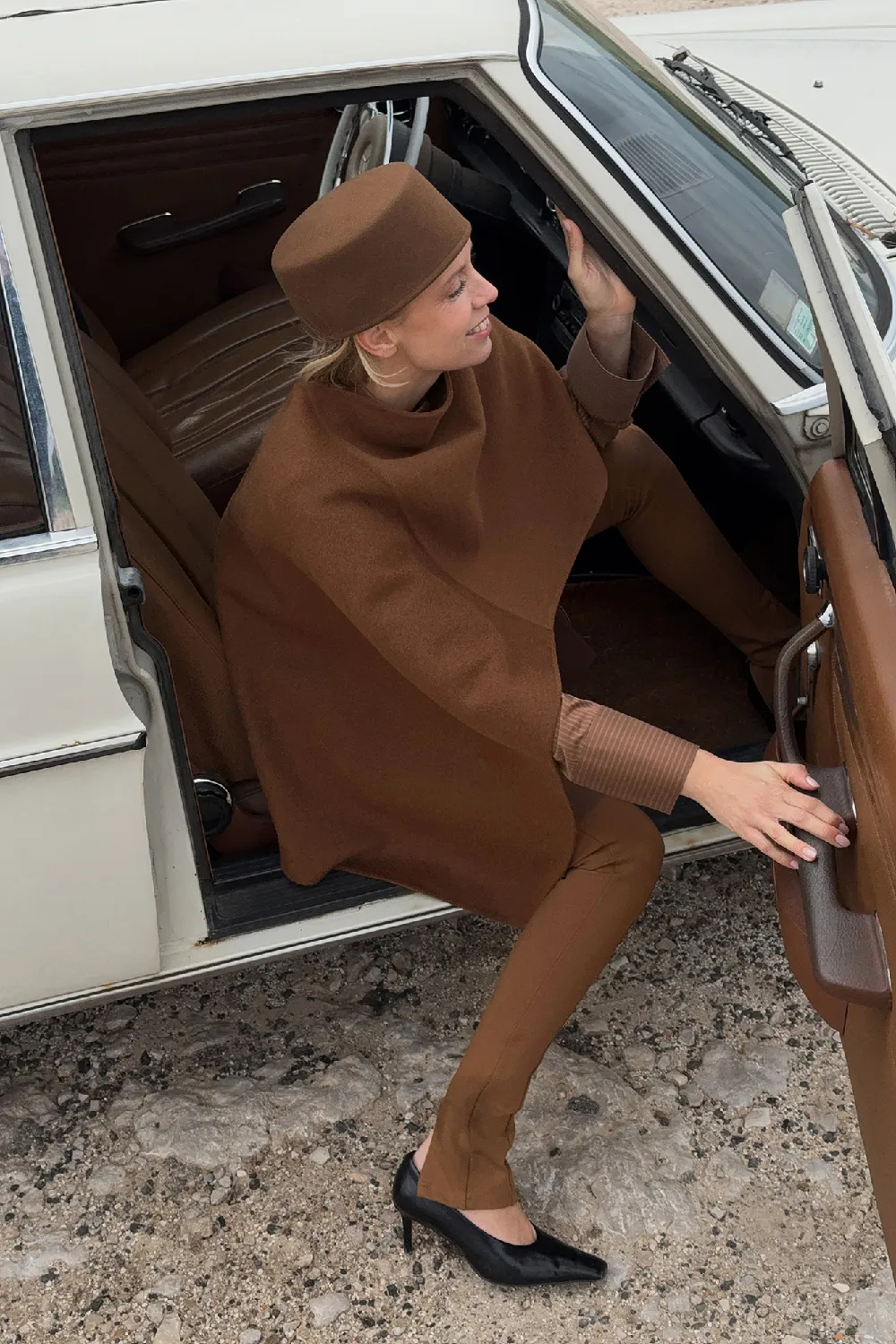Oversized Wool Blend Cape