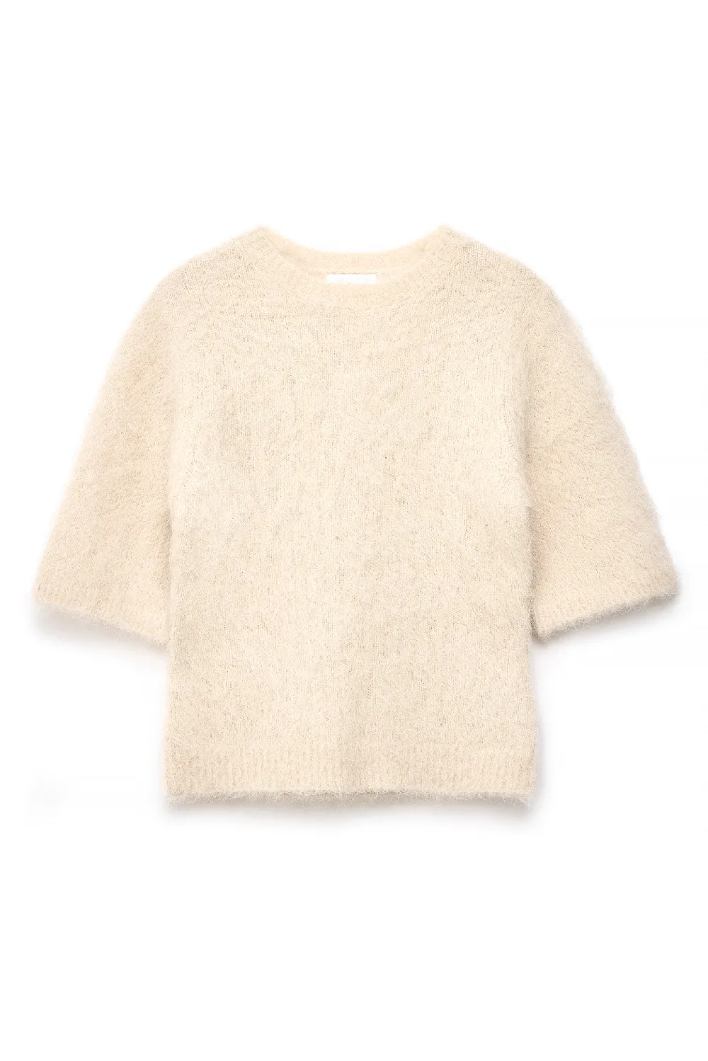 Knitted Alpaca Blend Short Sleeve Sweater - 5