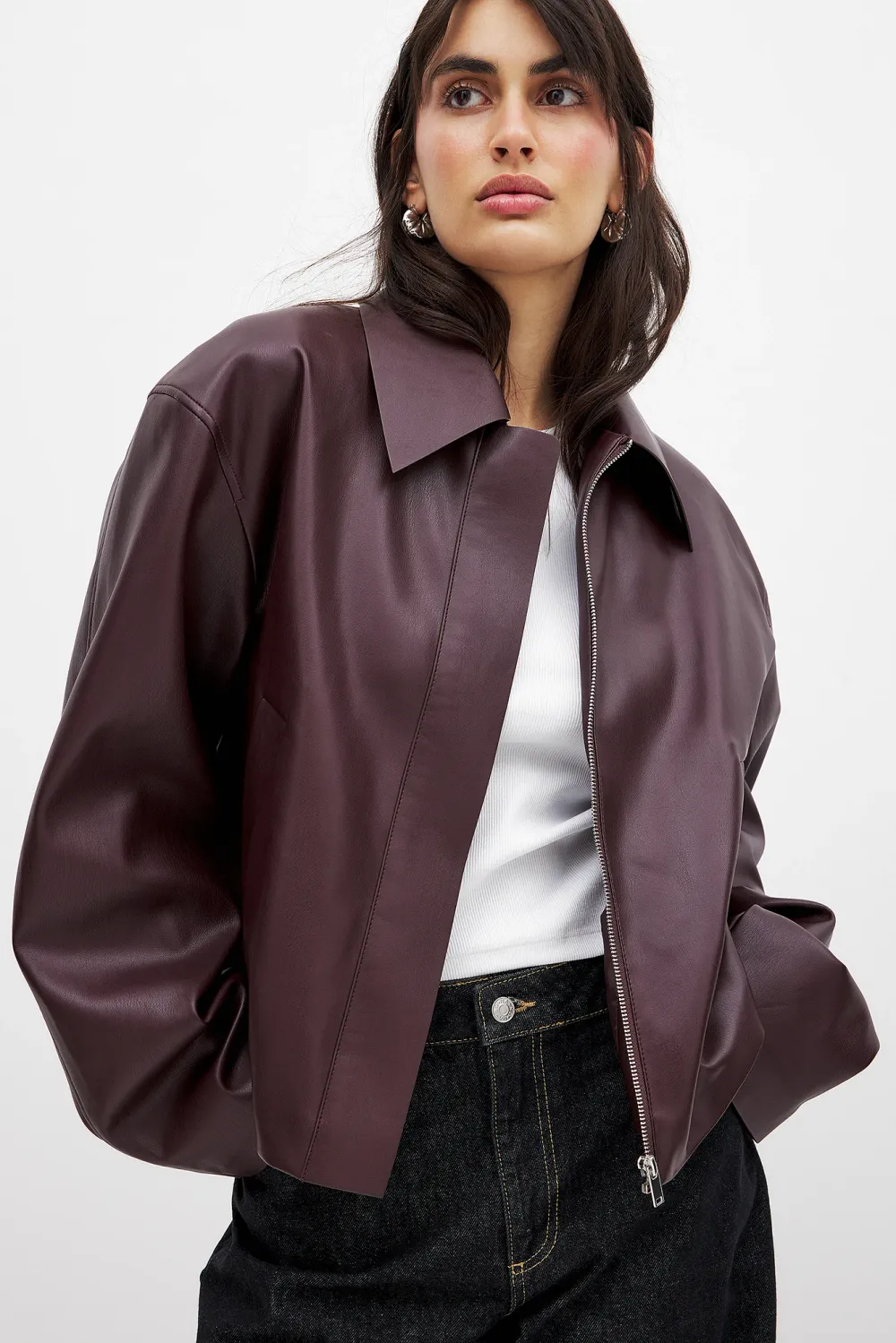 Short Faux Leather Jacket