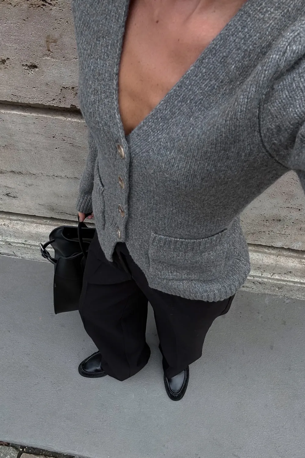Knitted Wool Blend Fitted Cardigan