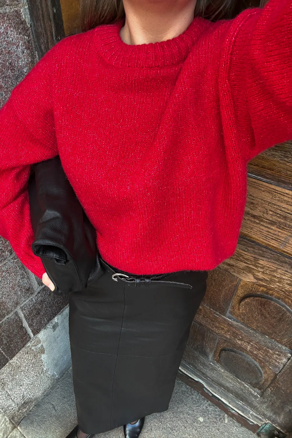 Round Neck Wool Blend Knitted Sweater