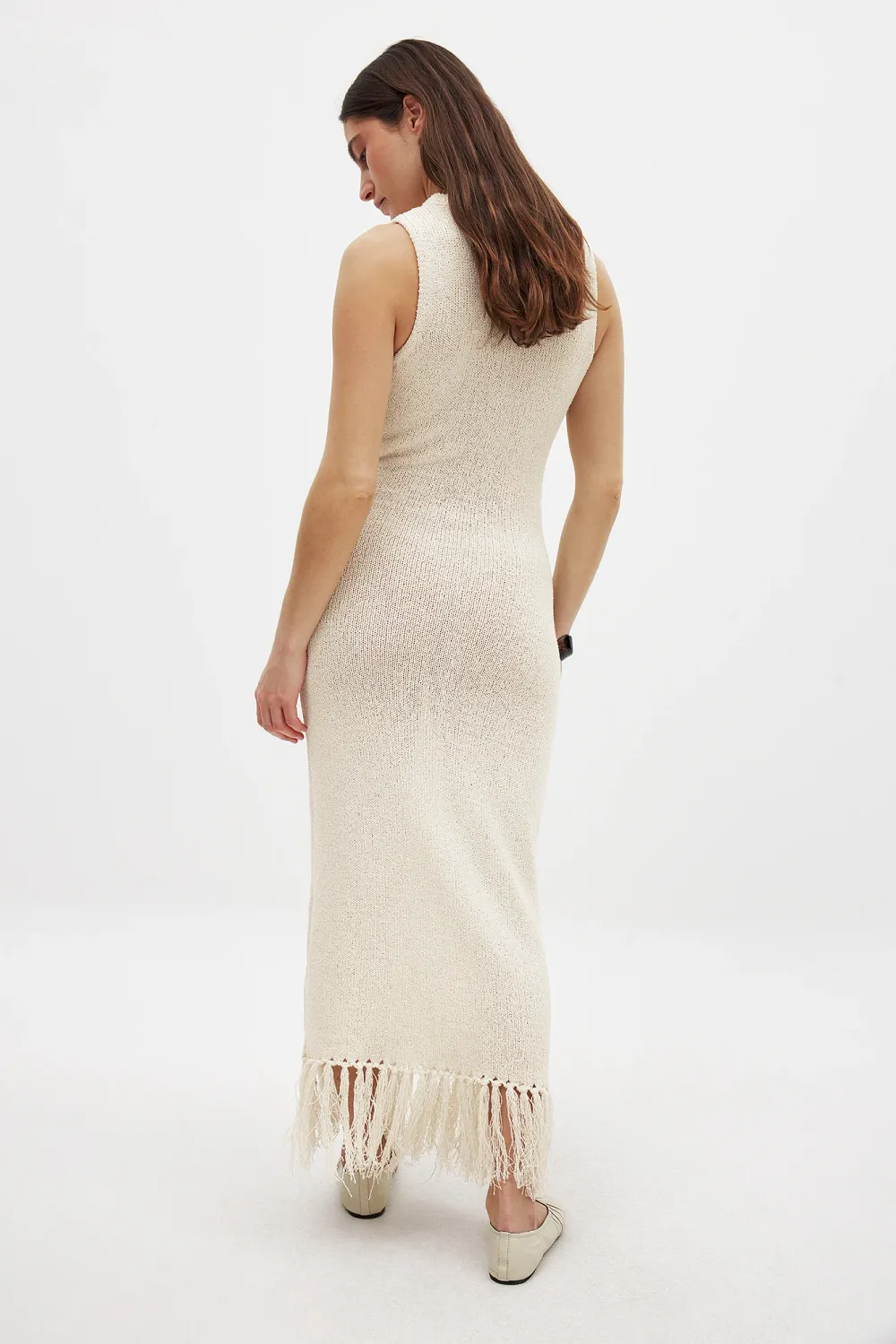 Knitted Fringe Midi Dress - 3