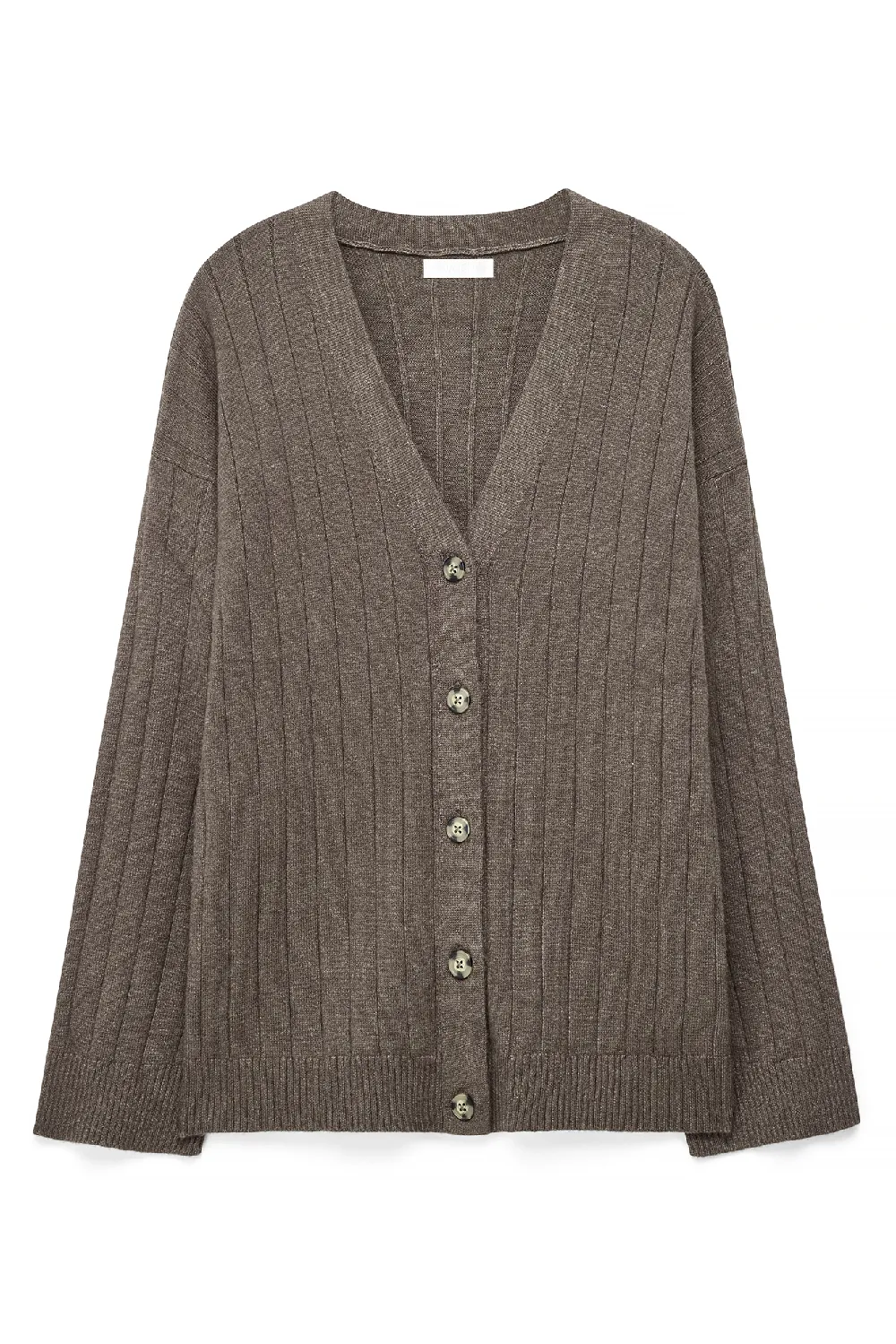 Knitted Rib V-Neck Cardigan - 4