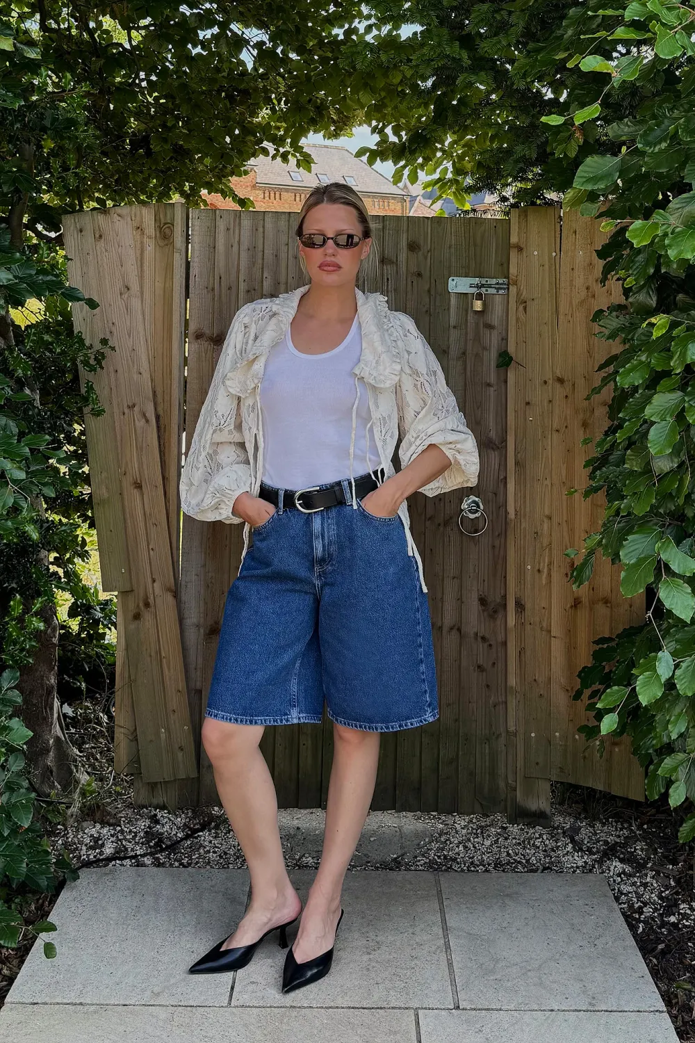 Low Waist Wide Denim Shorts