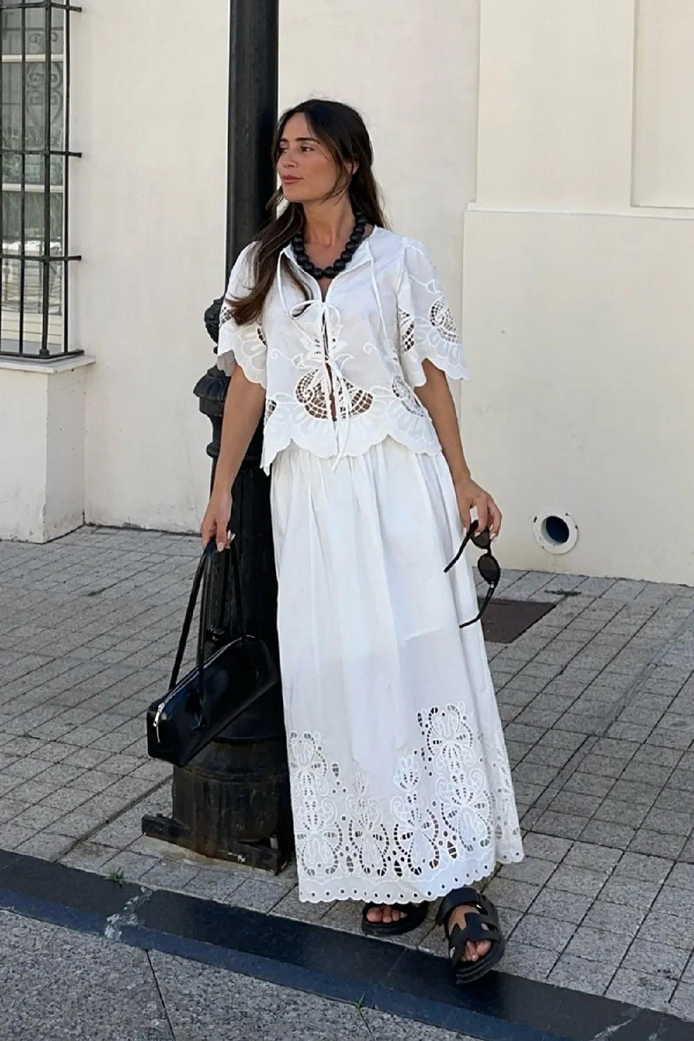 Broderie Anglaise Midi Skirt
