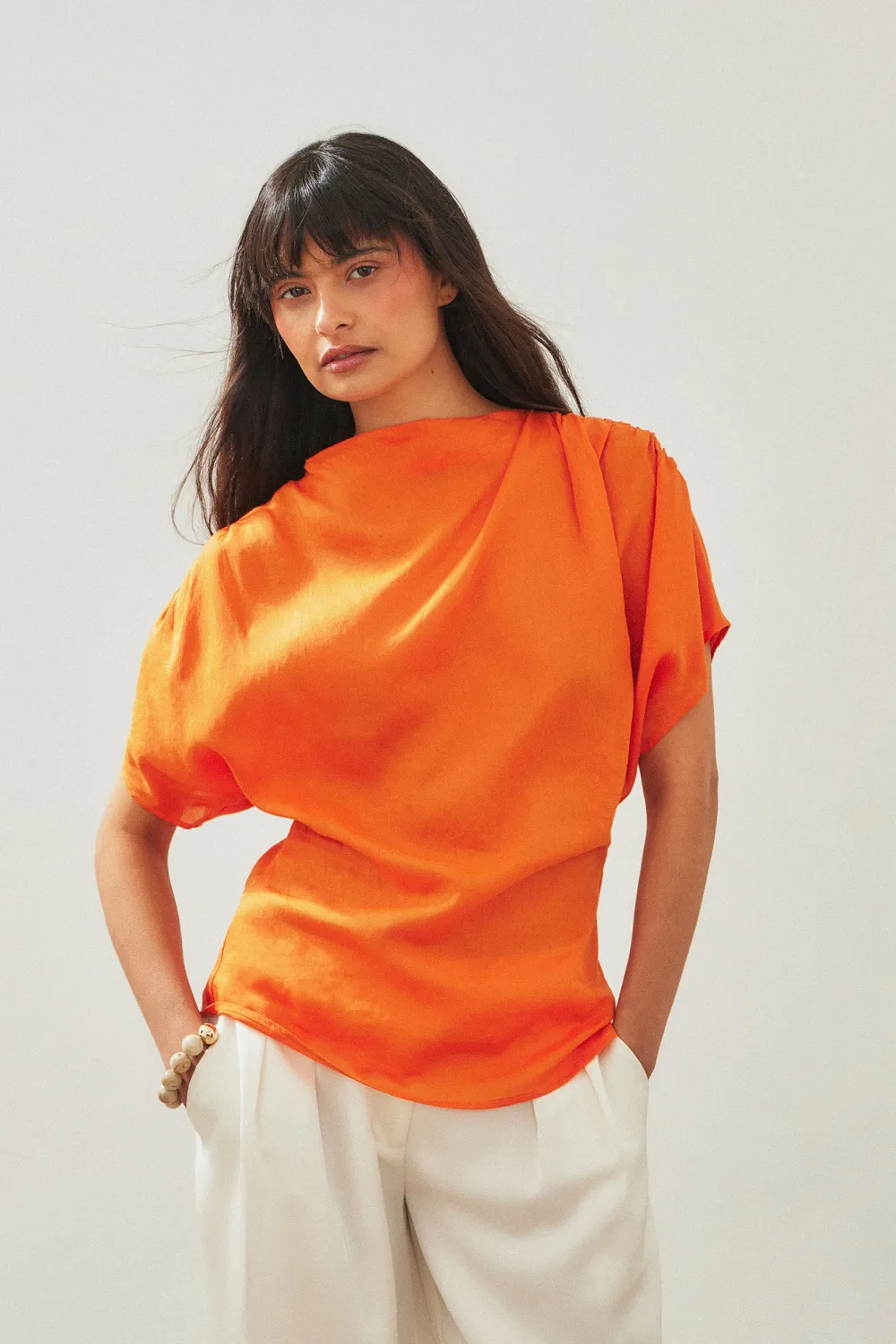 Ramie Blend Draped Top - 4