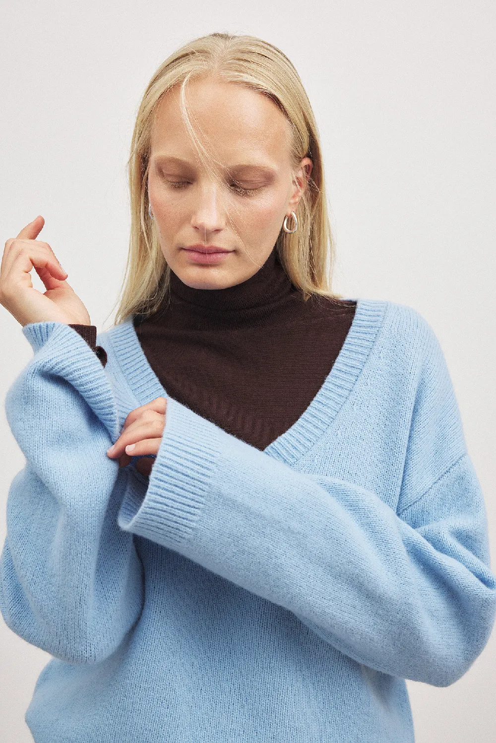 Knitted Wool Oversized V-Neck Sweater