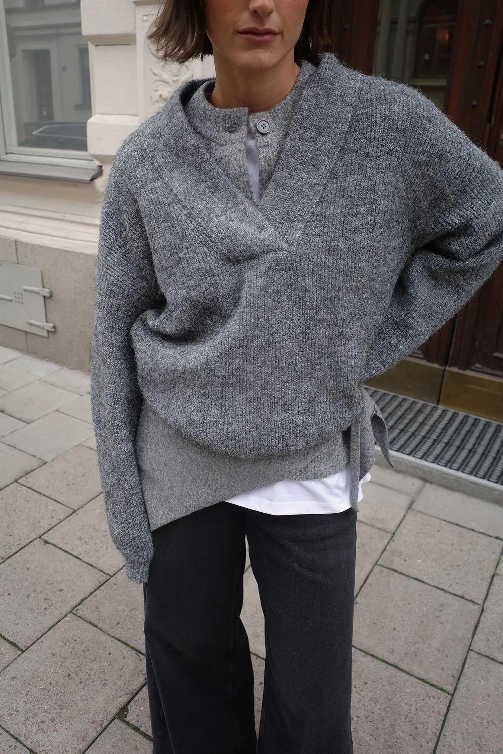 Knitted Oversized V-Neck Sweater