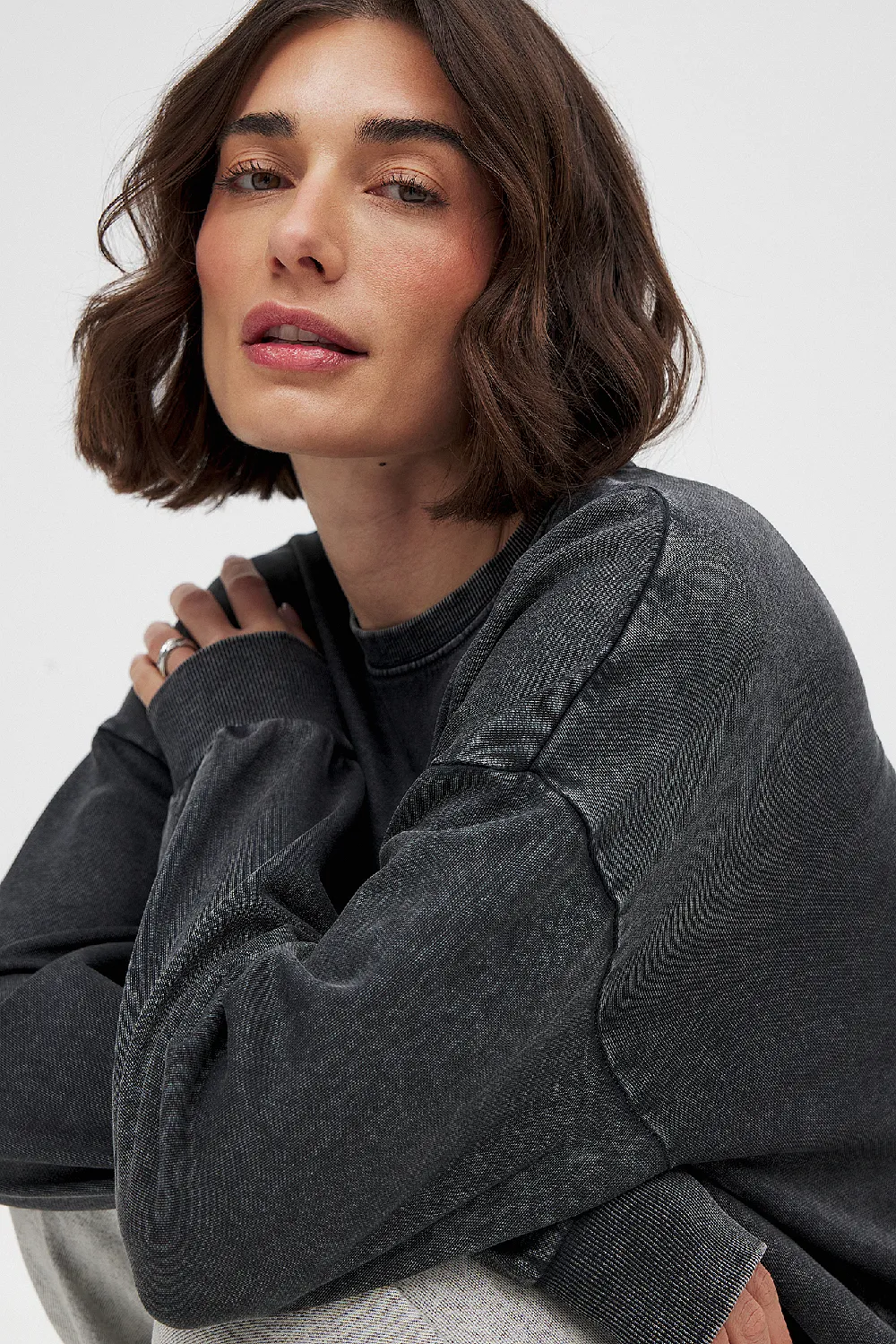 Oversized Acid Wash Sweater - 4
