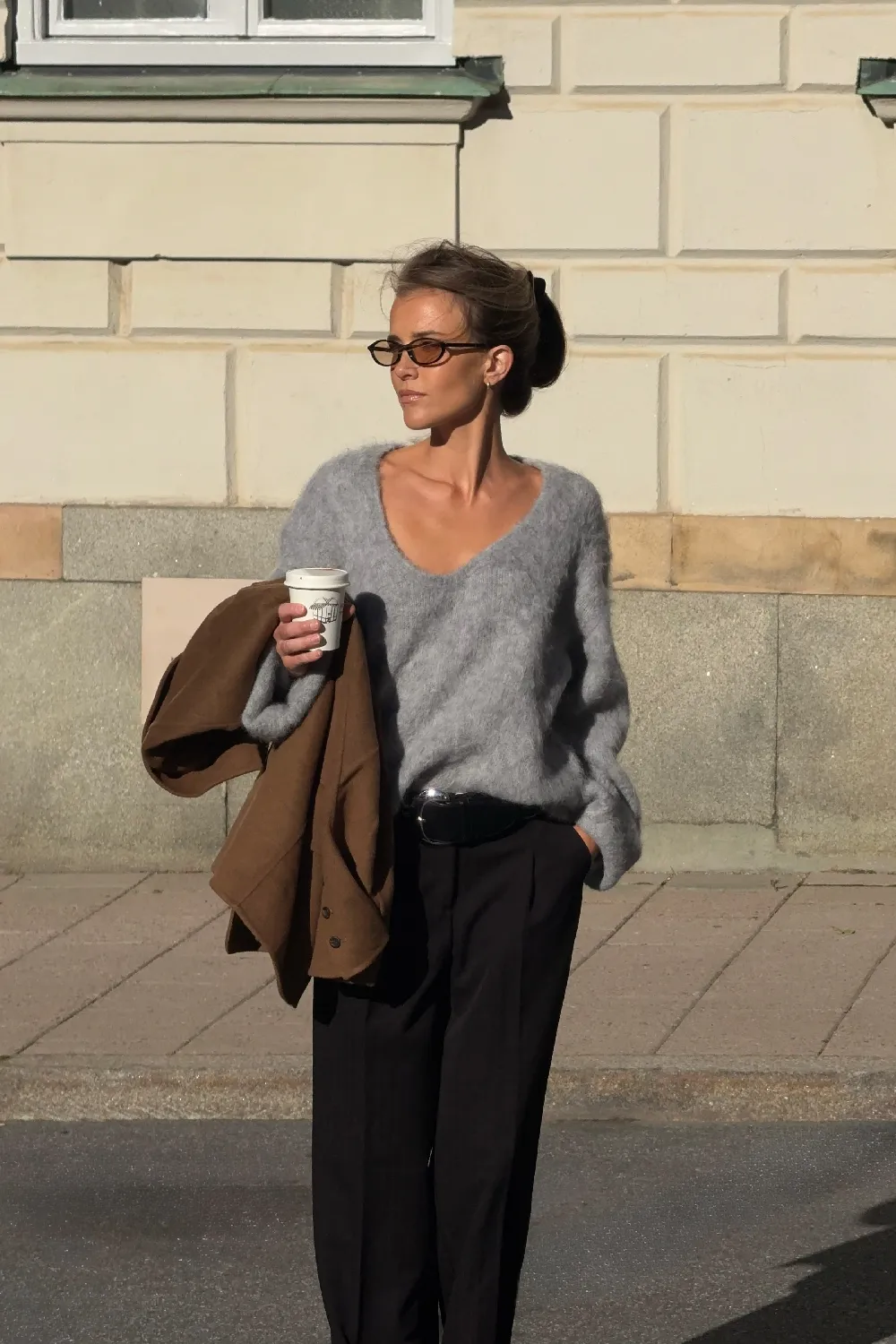 Oversized Knitted Alpaca Blend Scoop Neck Sweater