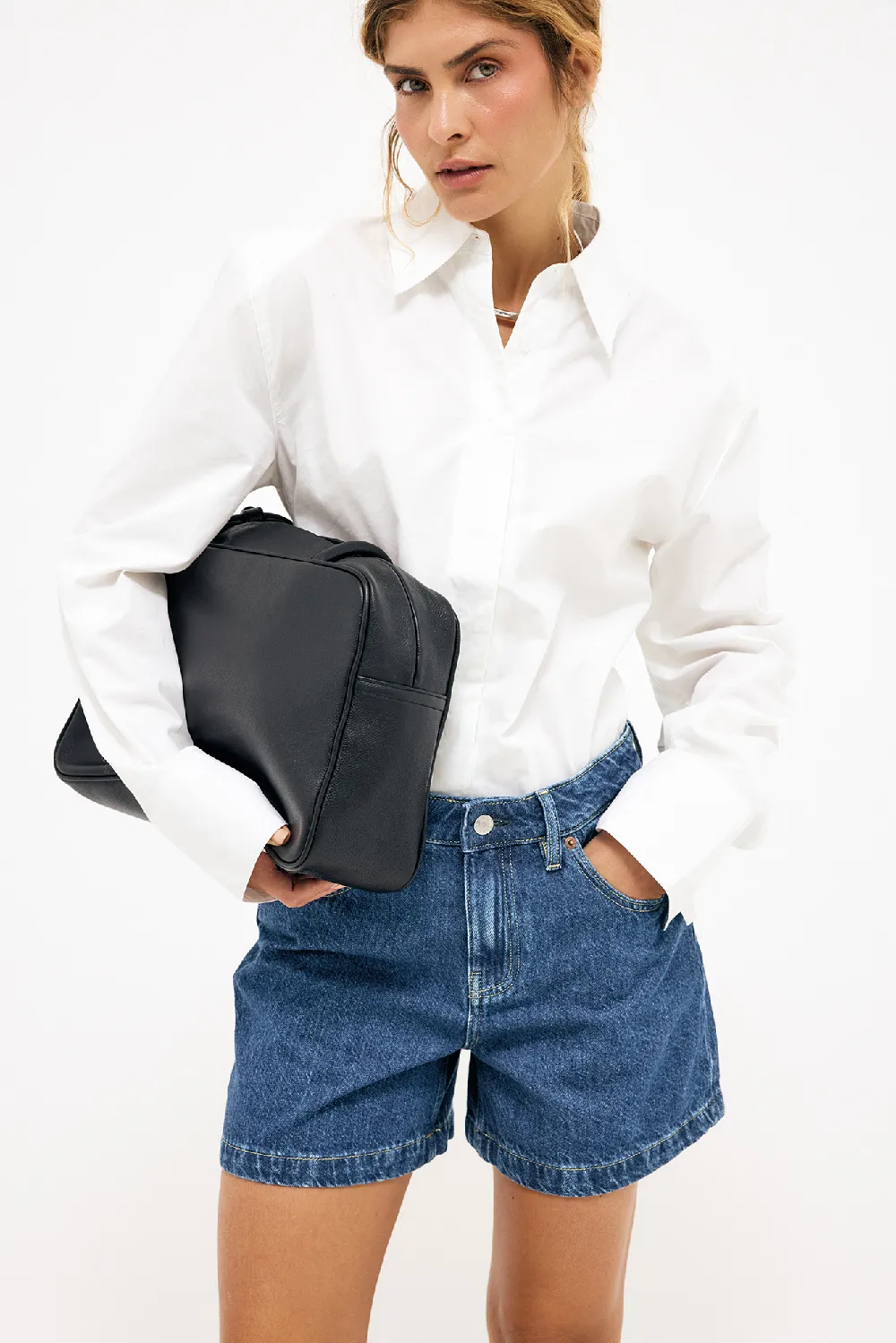 Mid Waist Denim Shorts