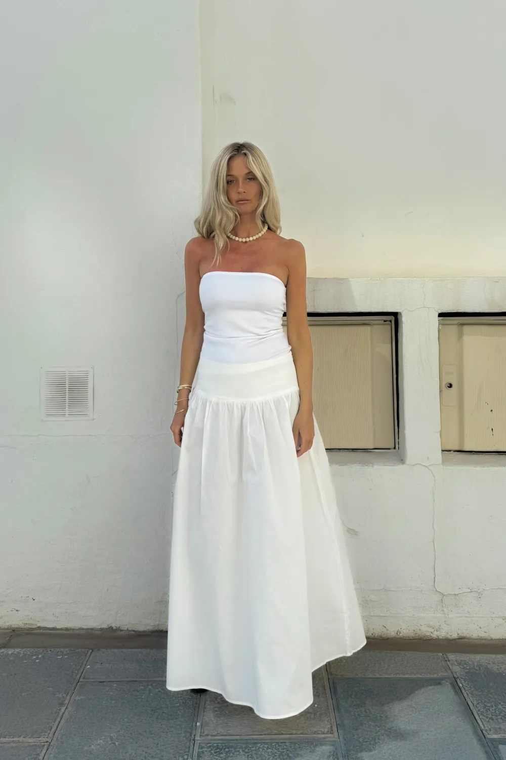 Gathered Maxi Cotton Skirt