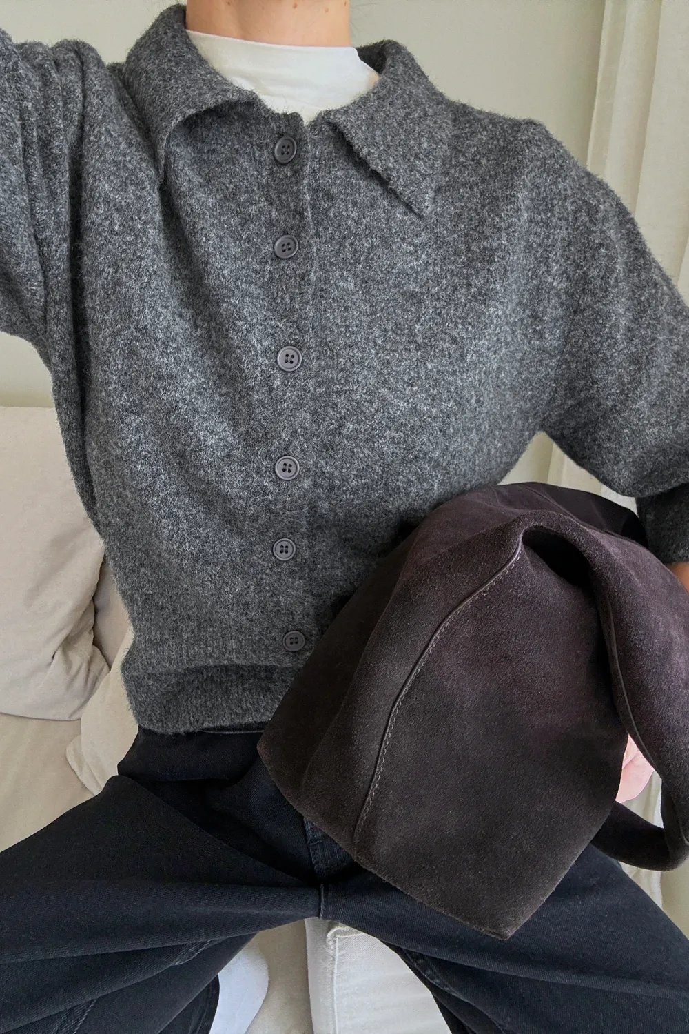 Knitted Collar Cardigan