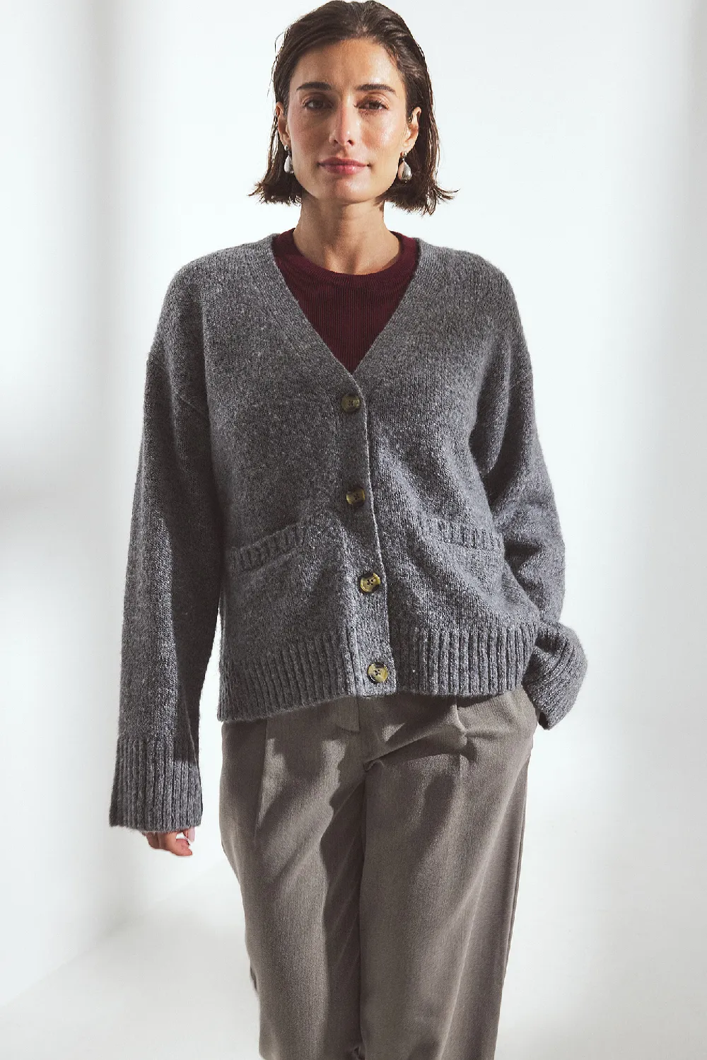 Knitted Wool Blend Cardigan