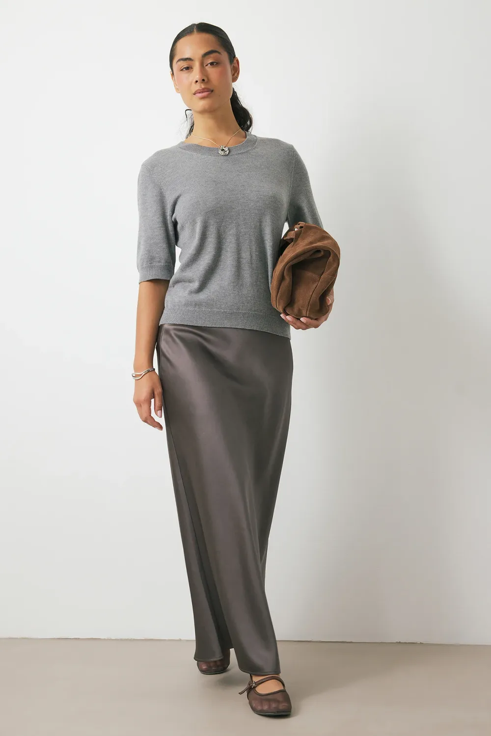 Satin Midi Skirt