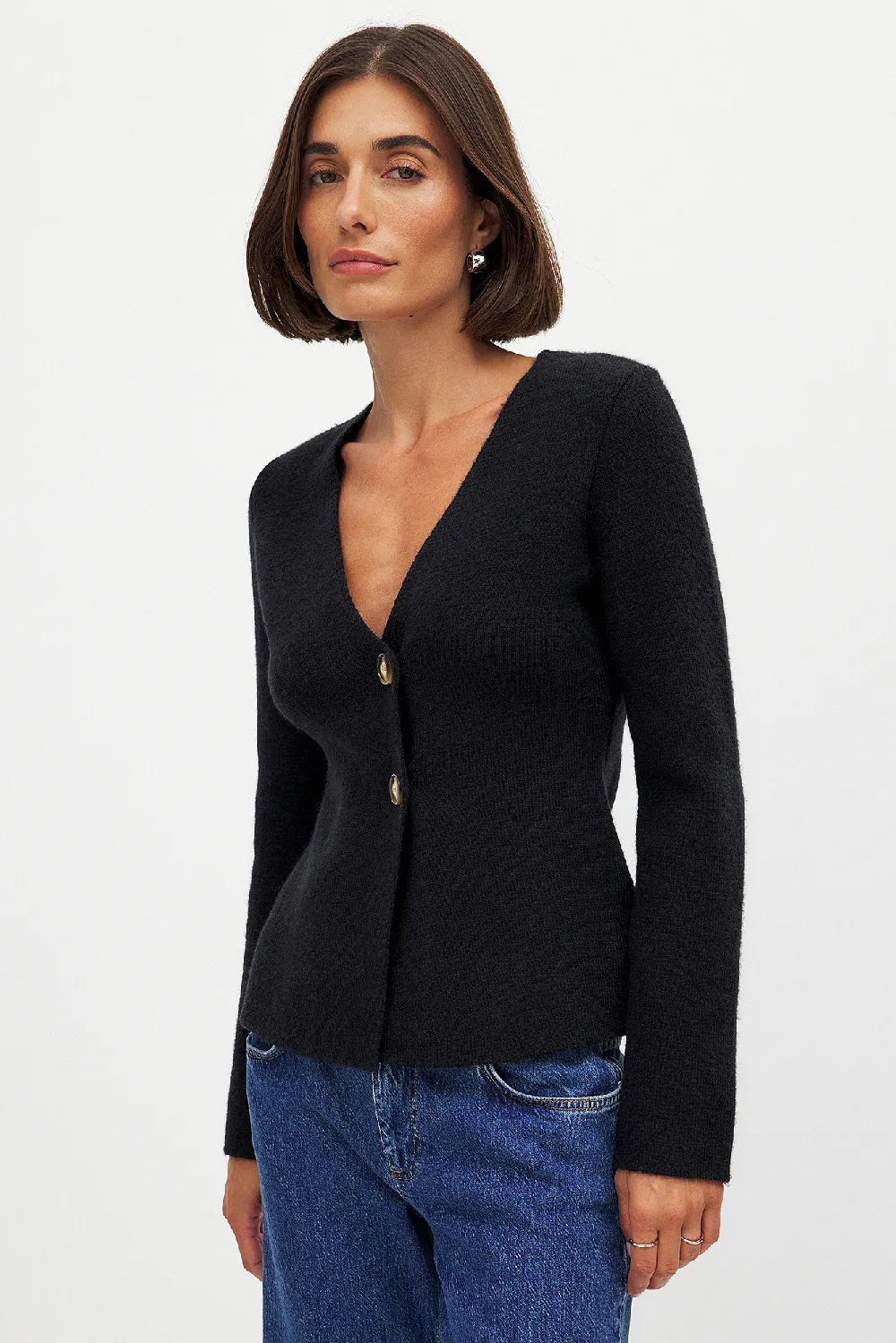 Knitted Overlapping Fitted Cardigan