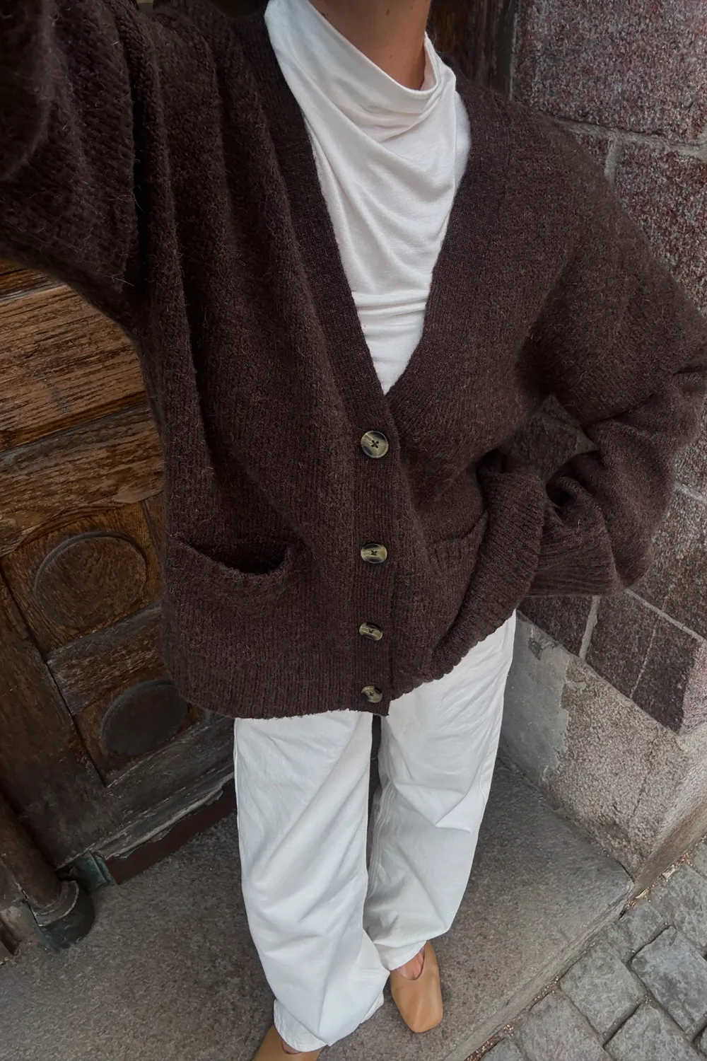 Knitted Wool Blend Cardigan