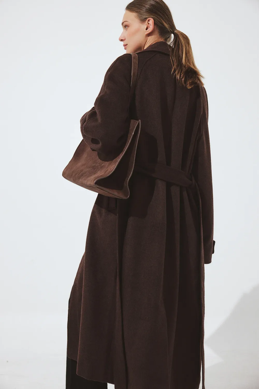 Oversized Raglan Sleeve Wool Blend Coat - 2