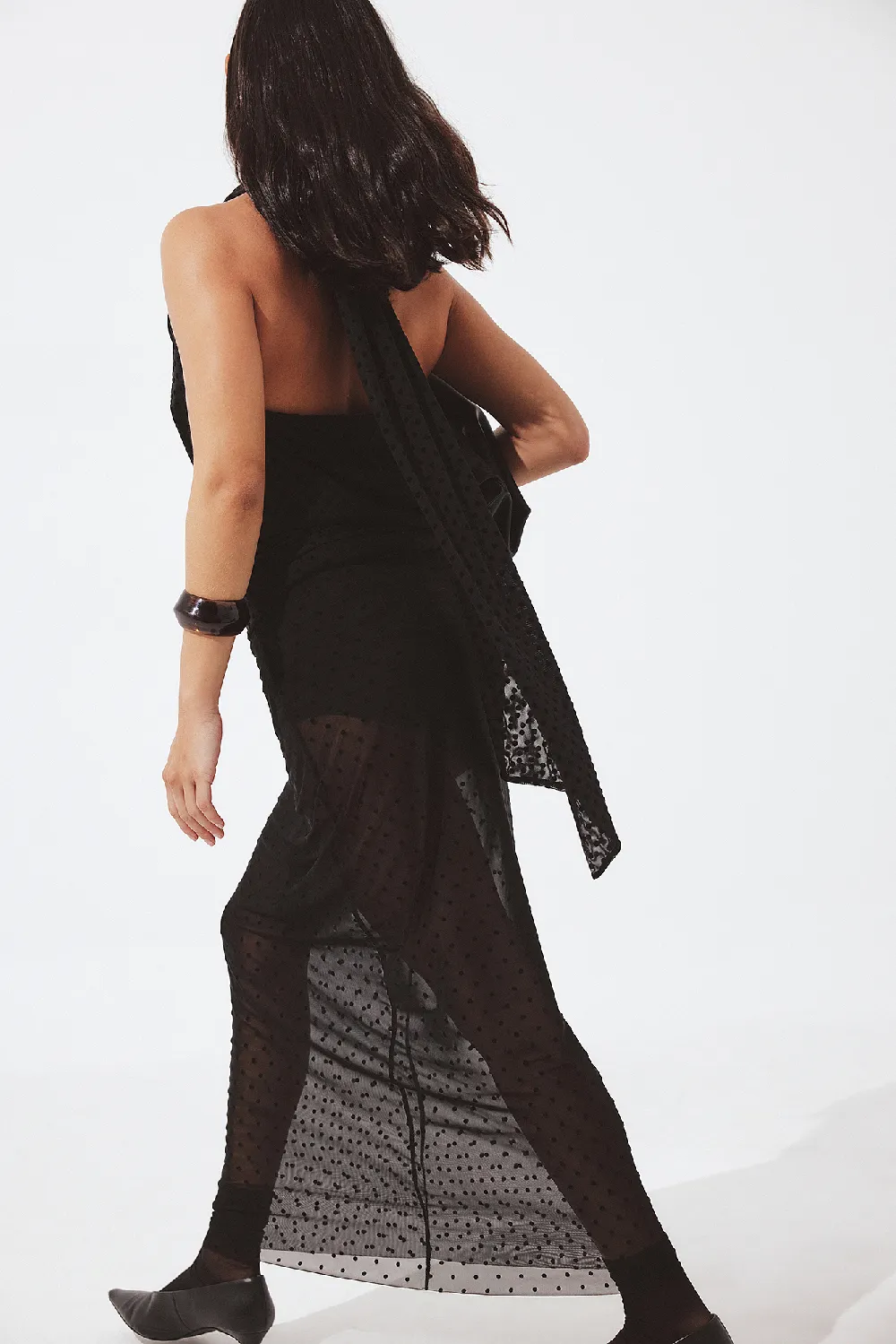 Transparent Mesh Midi Skirt - 2