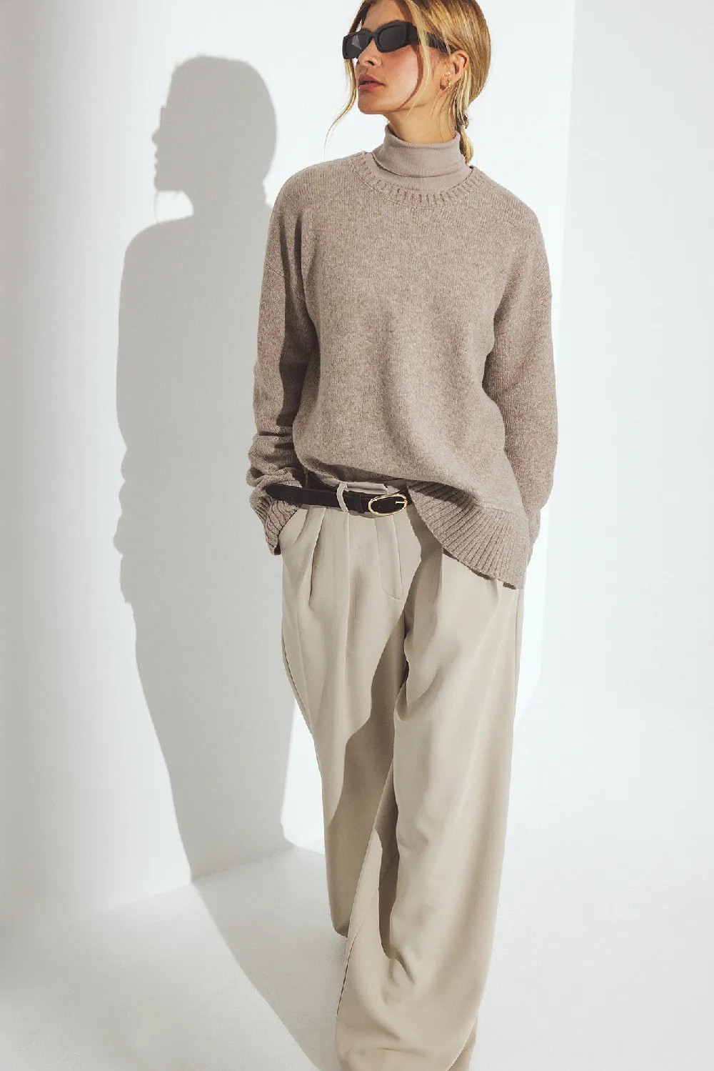 Knitted Seam Detail Wool Blend Sweater