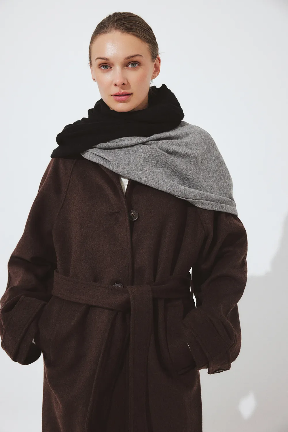 Oversized Raglan Sleeve Wool Blend Coat - 3