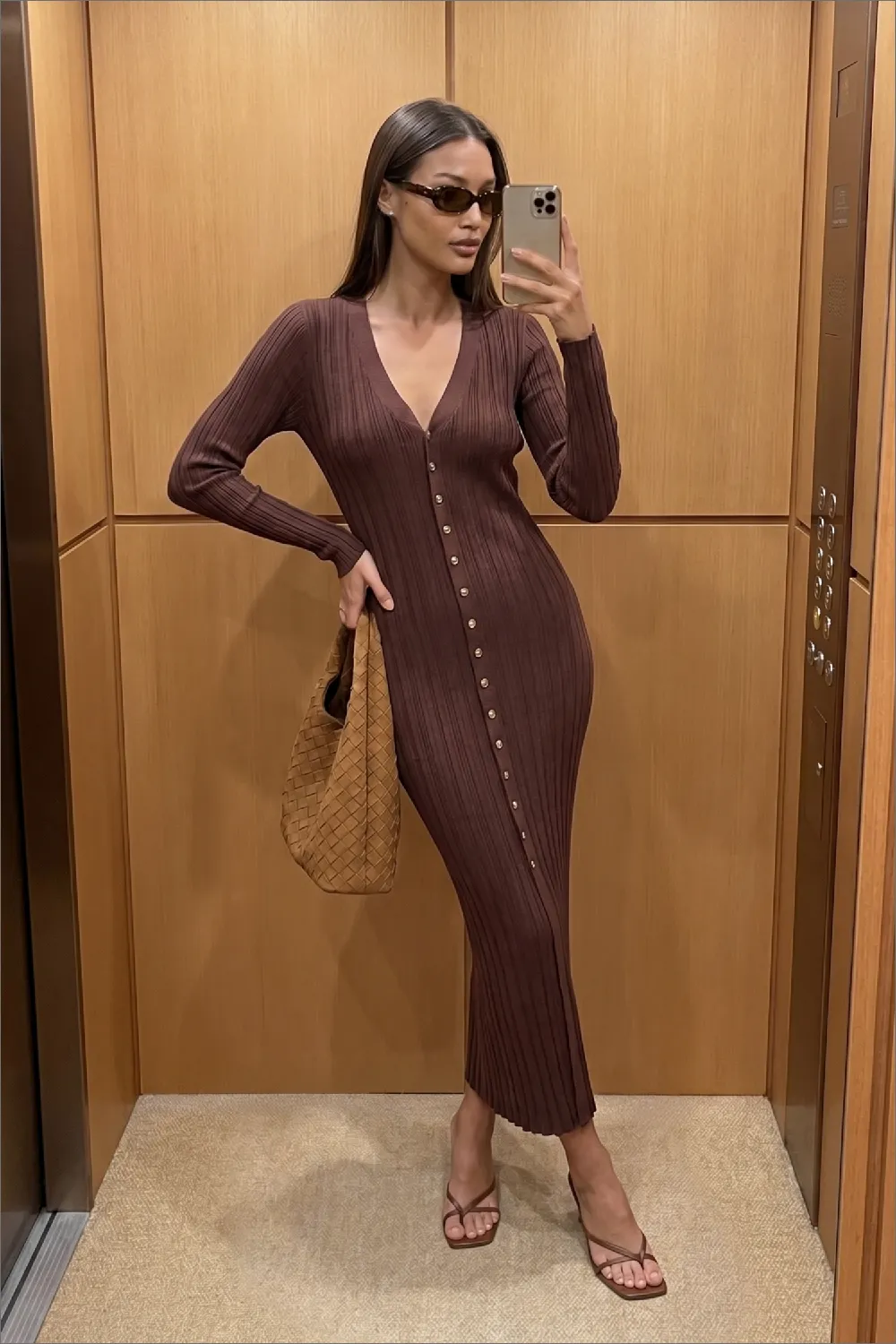 Knitted Cardigan Midi Dress