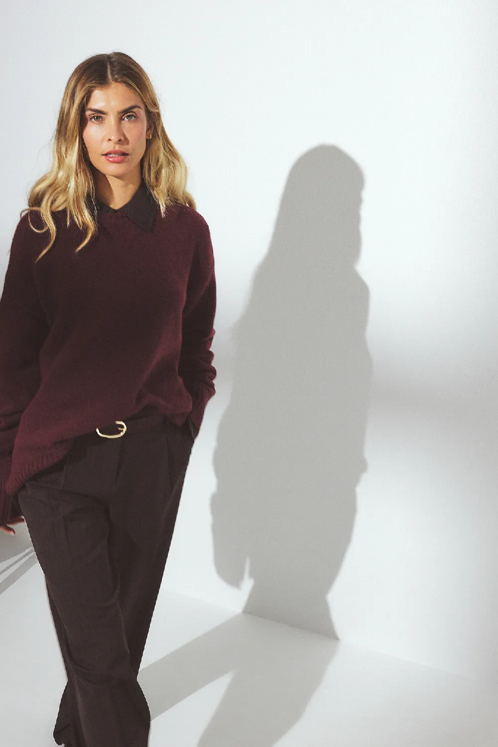 Knitted Seam Detail Wool Blend Sweater - 2