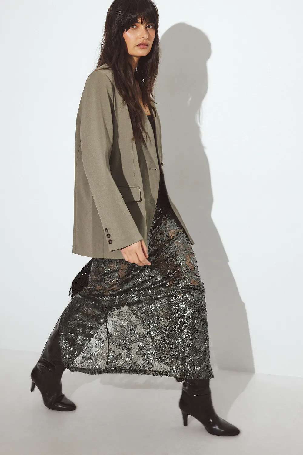 Maxi Lace Sequin Skirt