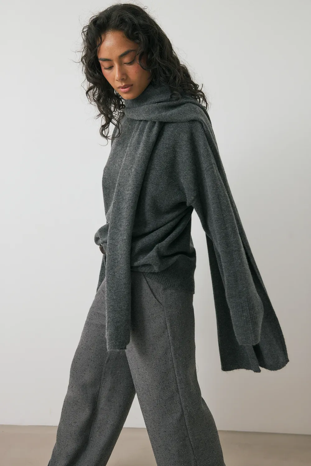 Knitted Scarf Detail Sweater
