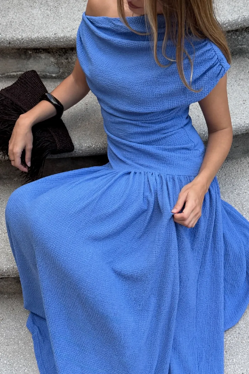 Structured Dropped Waist Maxi Dress
