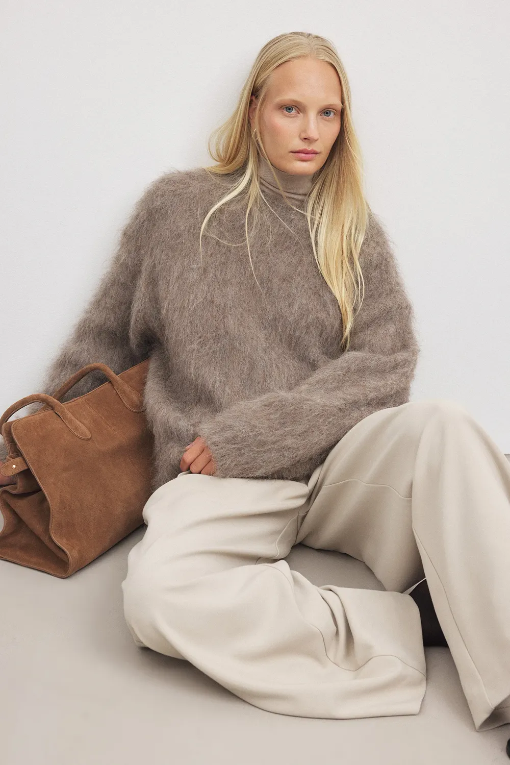 Knitted Alpaca Blend Oversized Sweater - 3