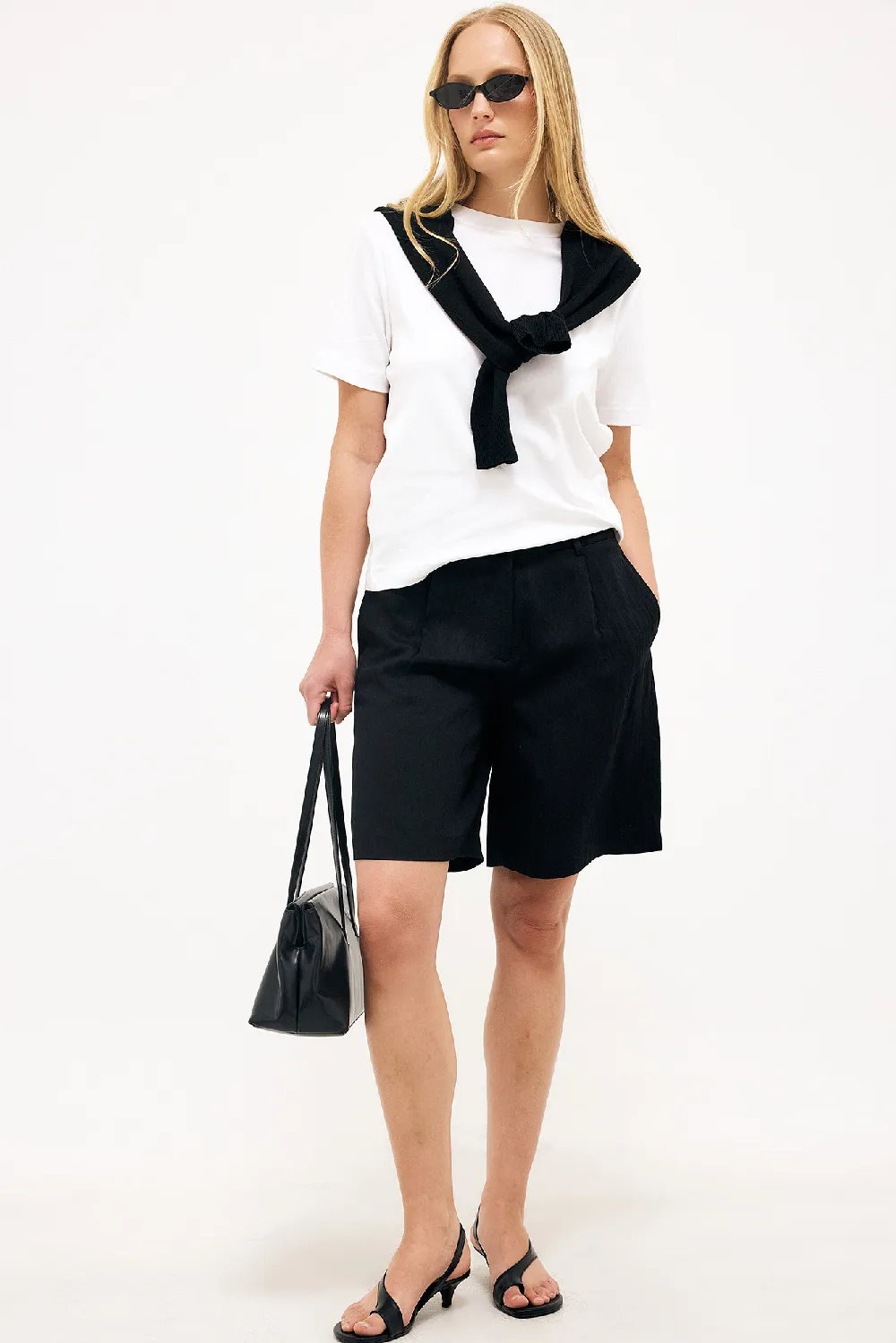 Lyocell Blend Mid Waist Shorts