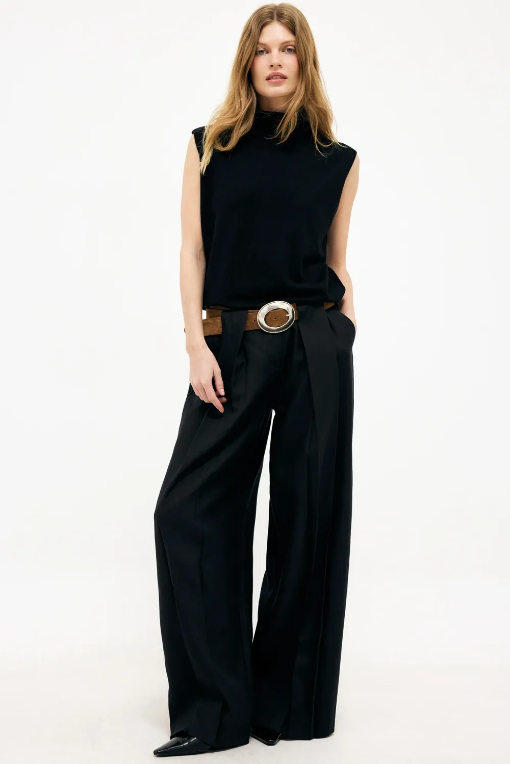Wide Waist Detail Pants