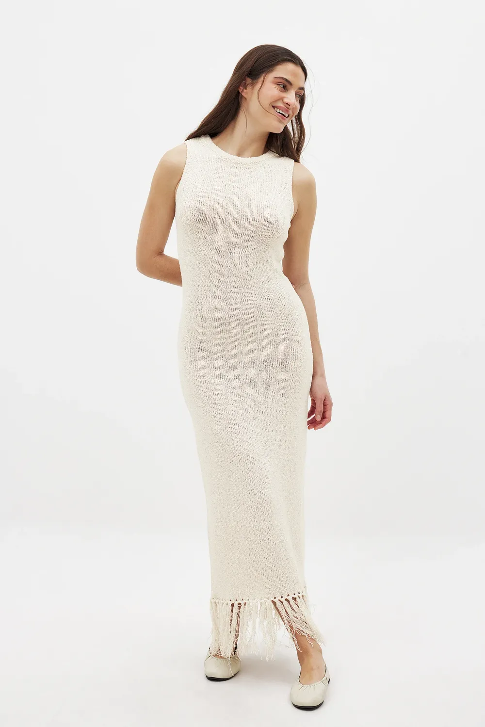 Knitted Fringe Midi Dress - 2
