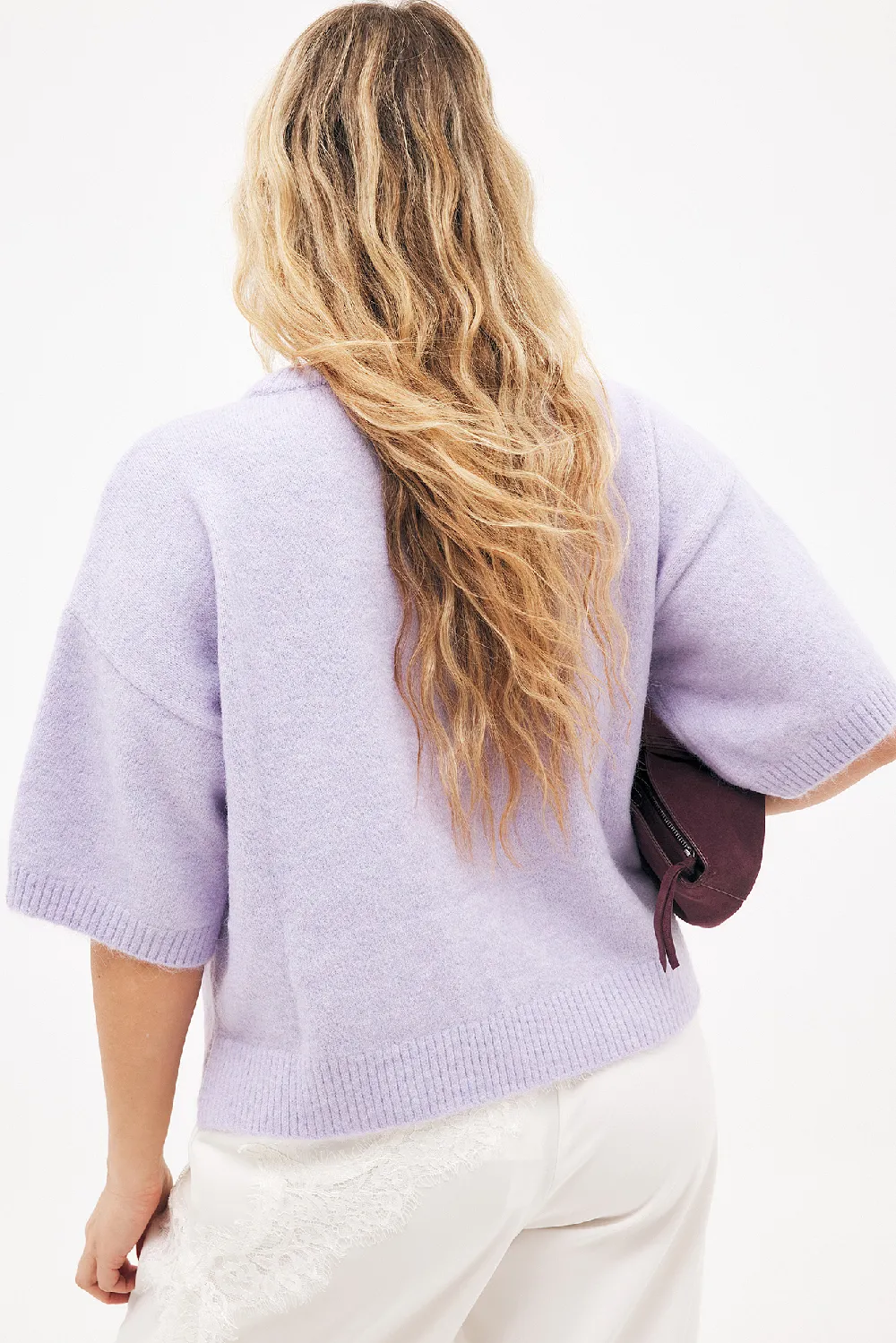 Knitted Short Sleeve Sweater - 3
