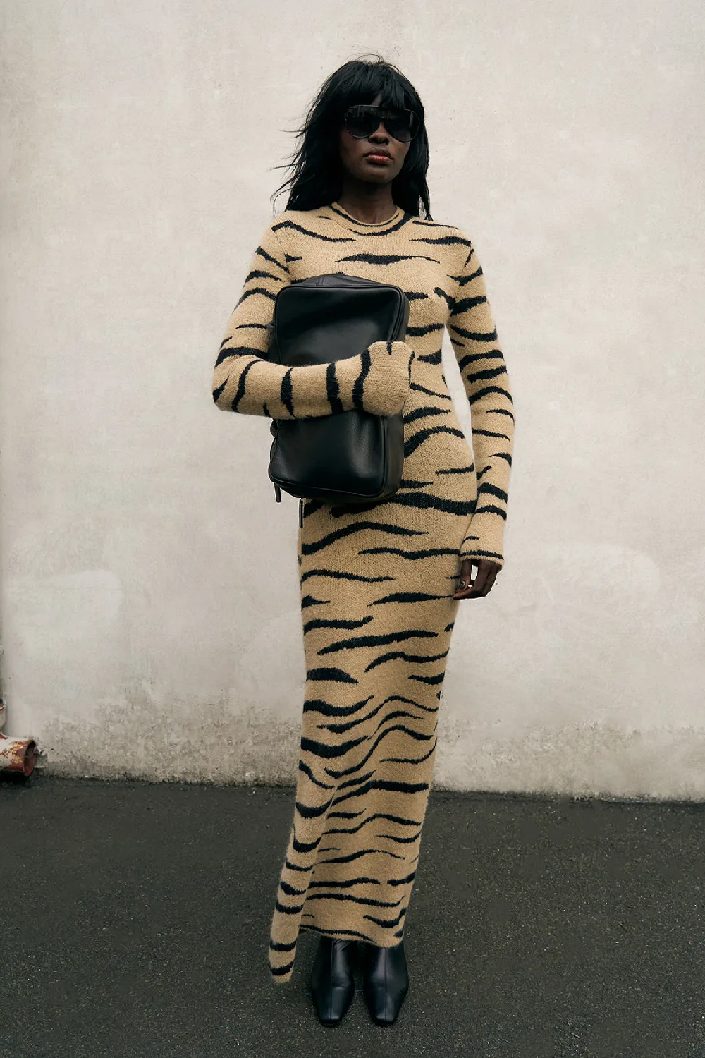 Knitted Wool Blend Maxi Dress