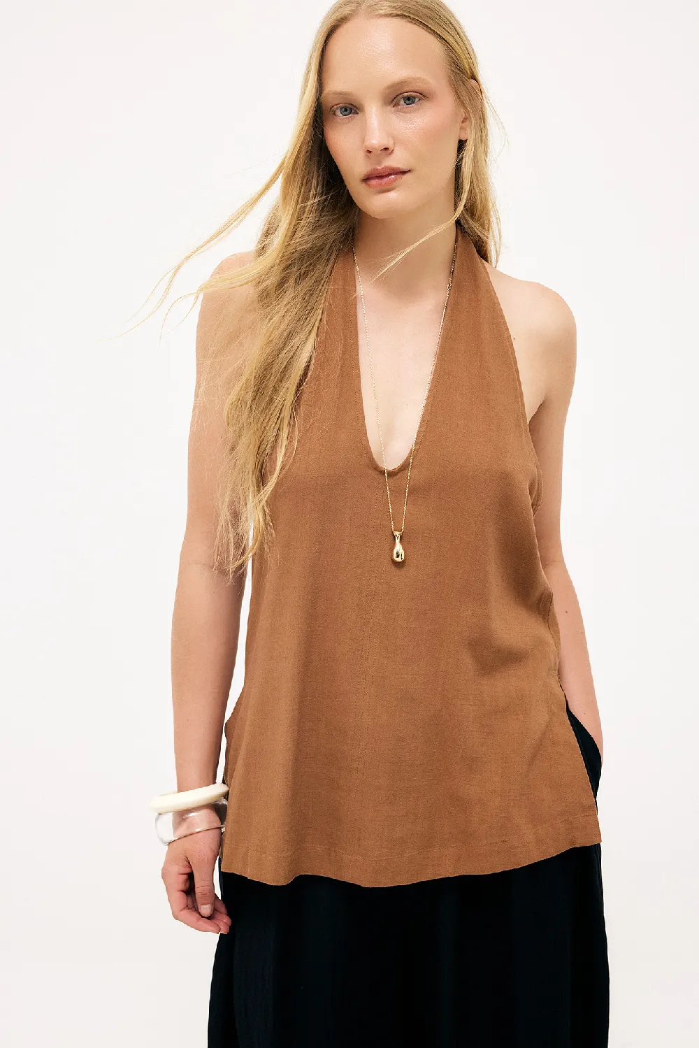 Scoop Neck Halterneck Top