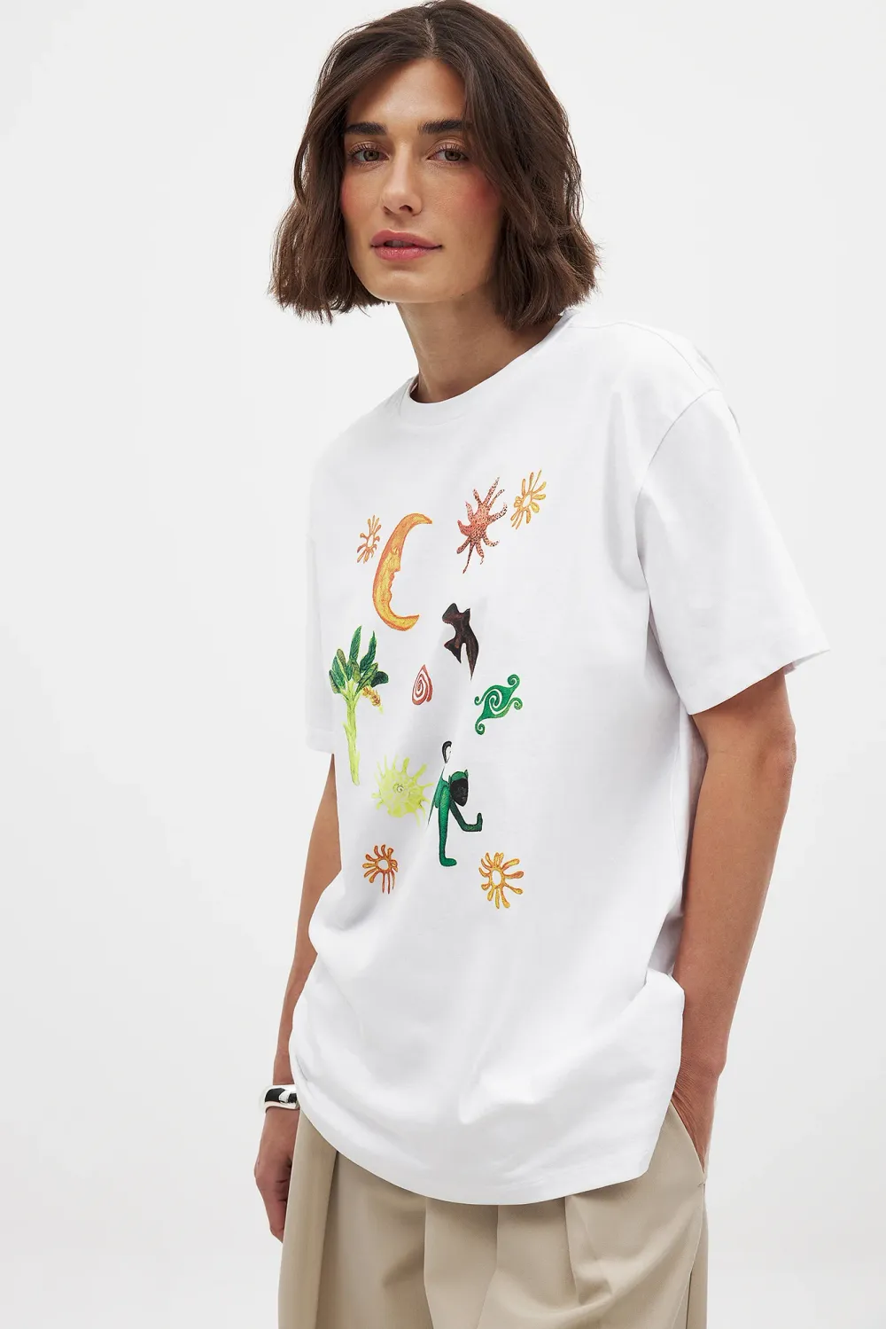 Printed Round Neck Oversized Tee
