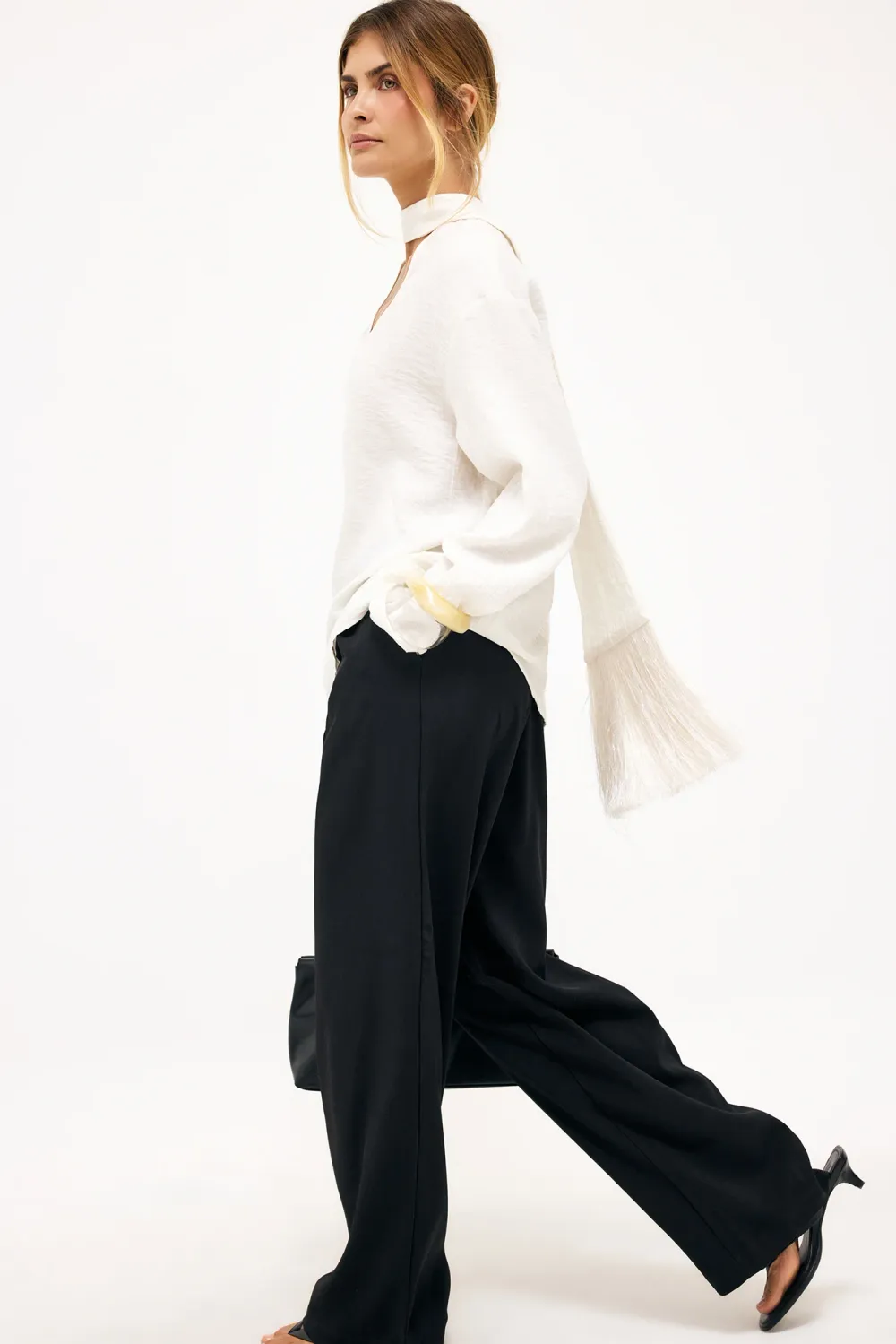 Scarf Fringe Detail Blouse