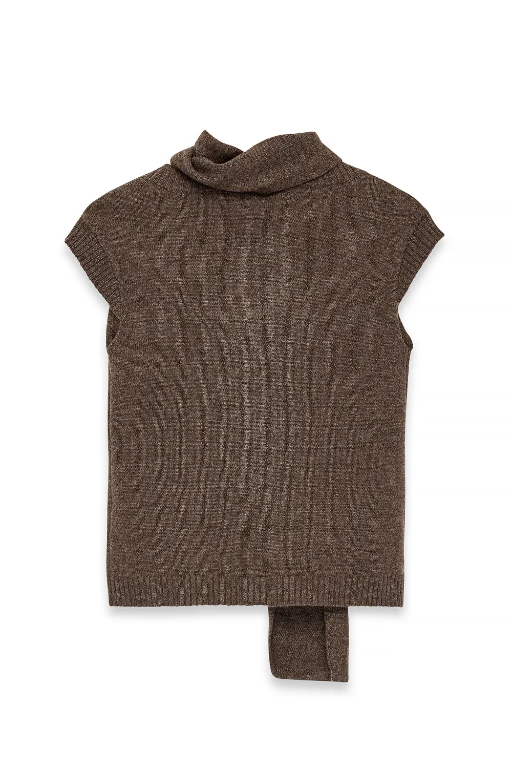 Knitted Wool Scarf Detail Top - 5