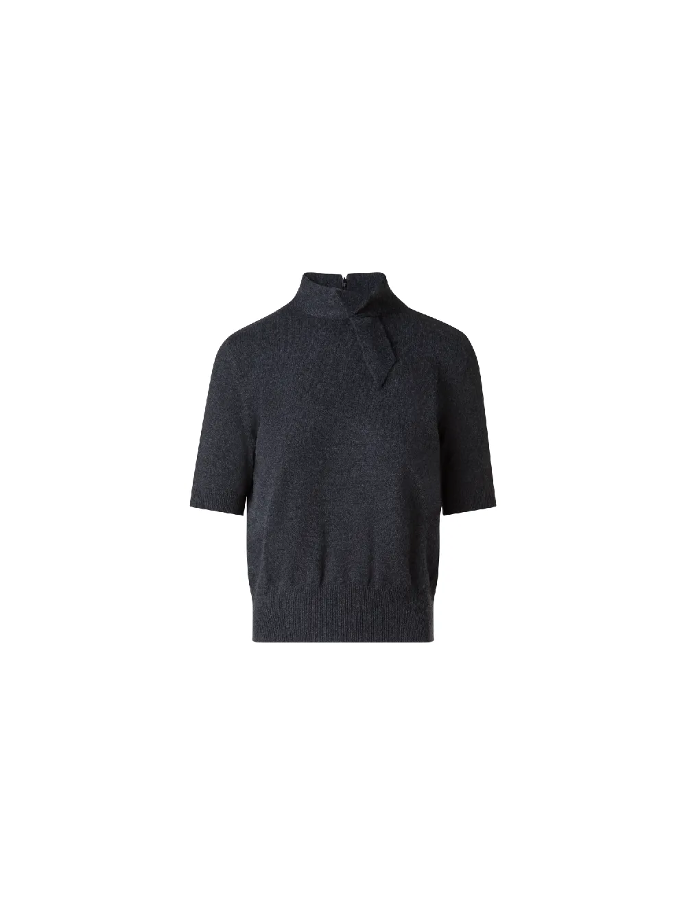 Short Sleeve Cashmere Sweater with Knot Detail