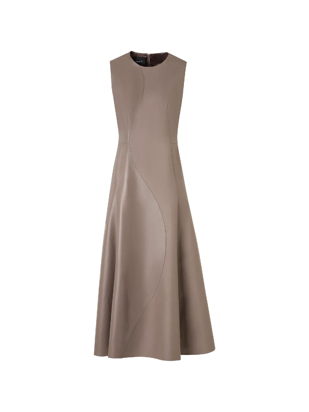 Flared Midi Dress with Leather Patchwork