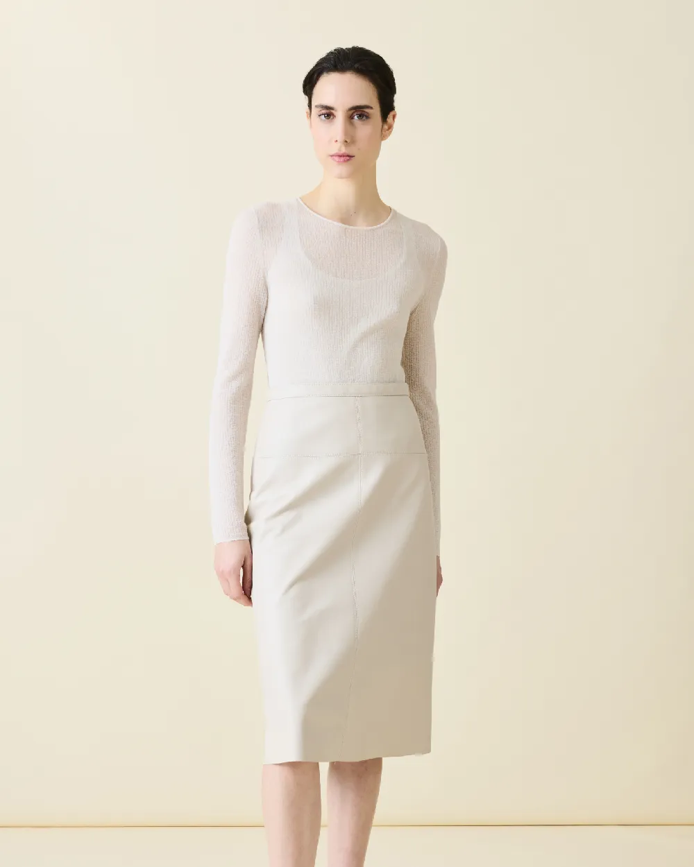 Double Layered Knit Sweater in Sheer Cotton - 2