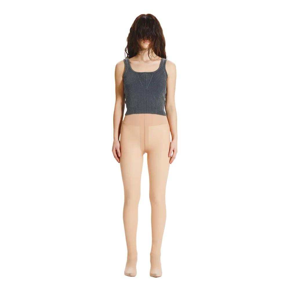 Moto Knit Bra Top in Faded Blue