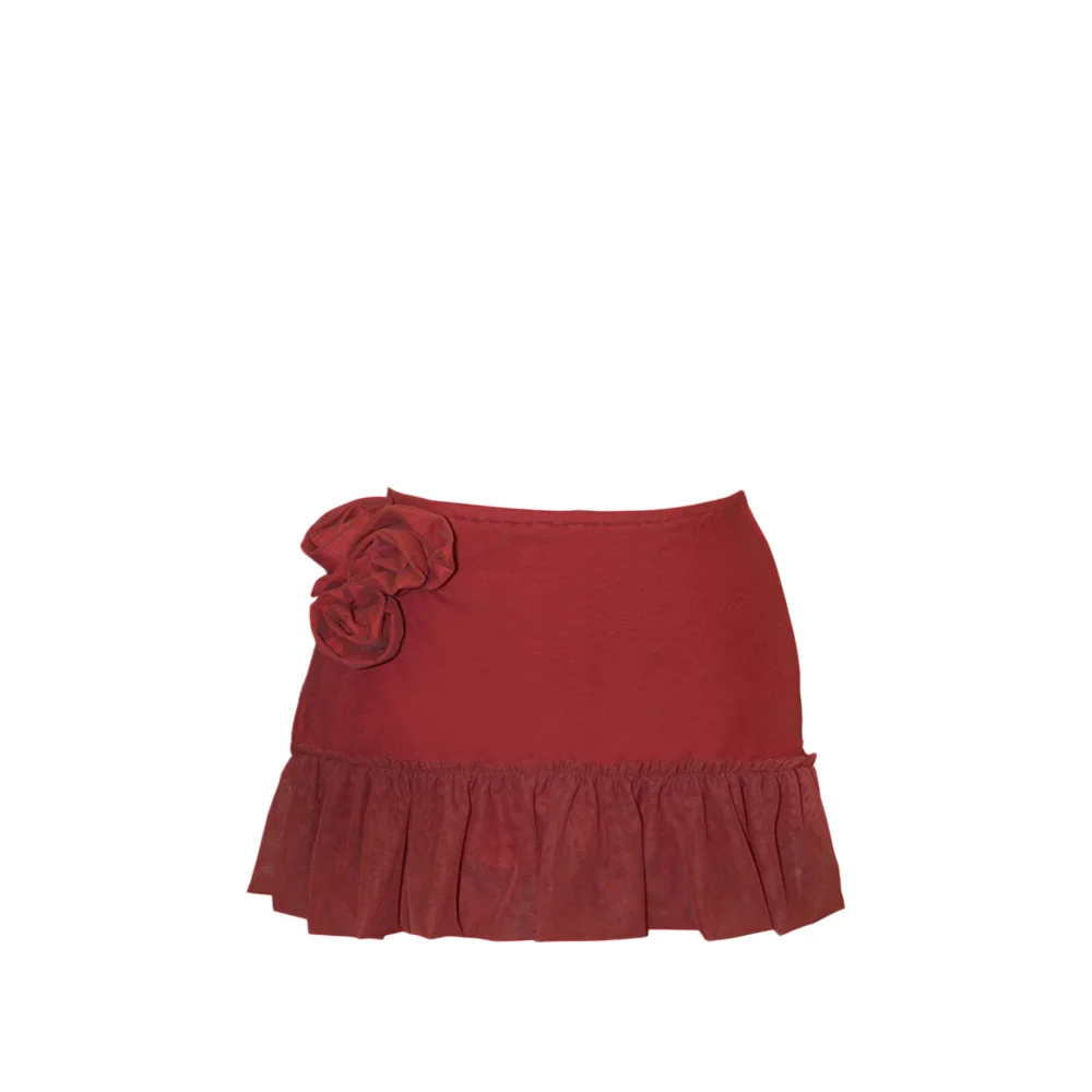 Red Talk Flower Skirt in Red