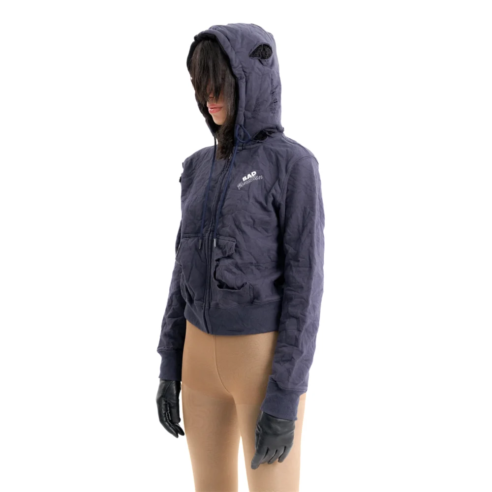 (Emma) Bad Hooded Zip in Navy - 4