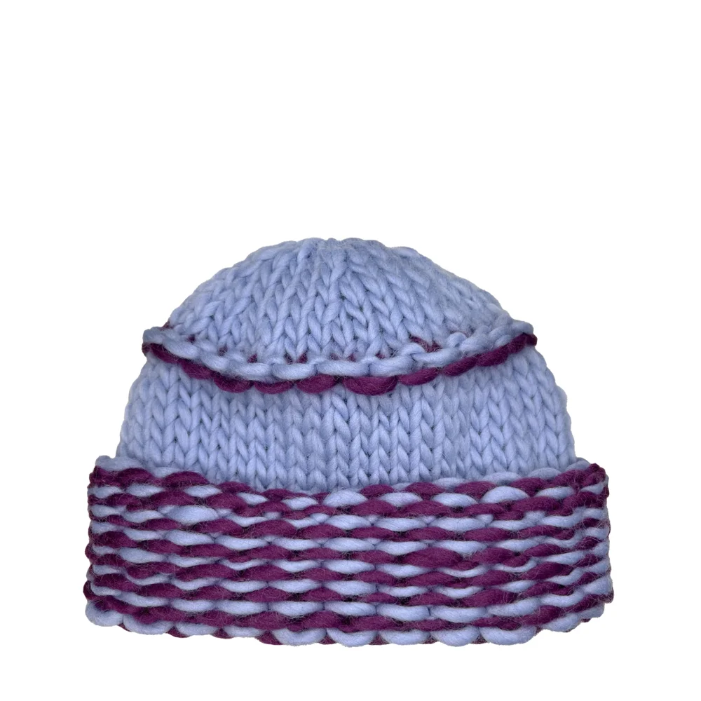 Bulky Hat — Sky/Plum