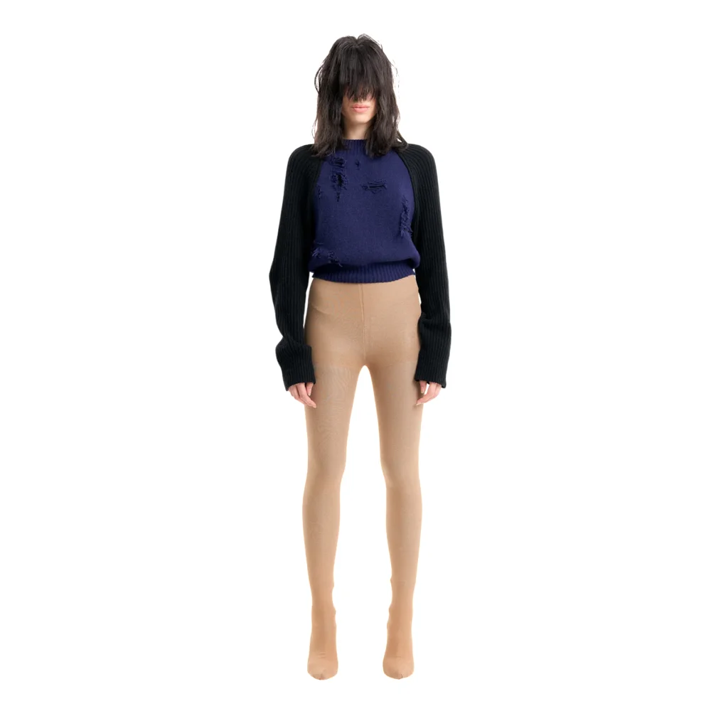 (Emma) Body Damage Knit Top in Navy