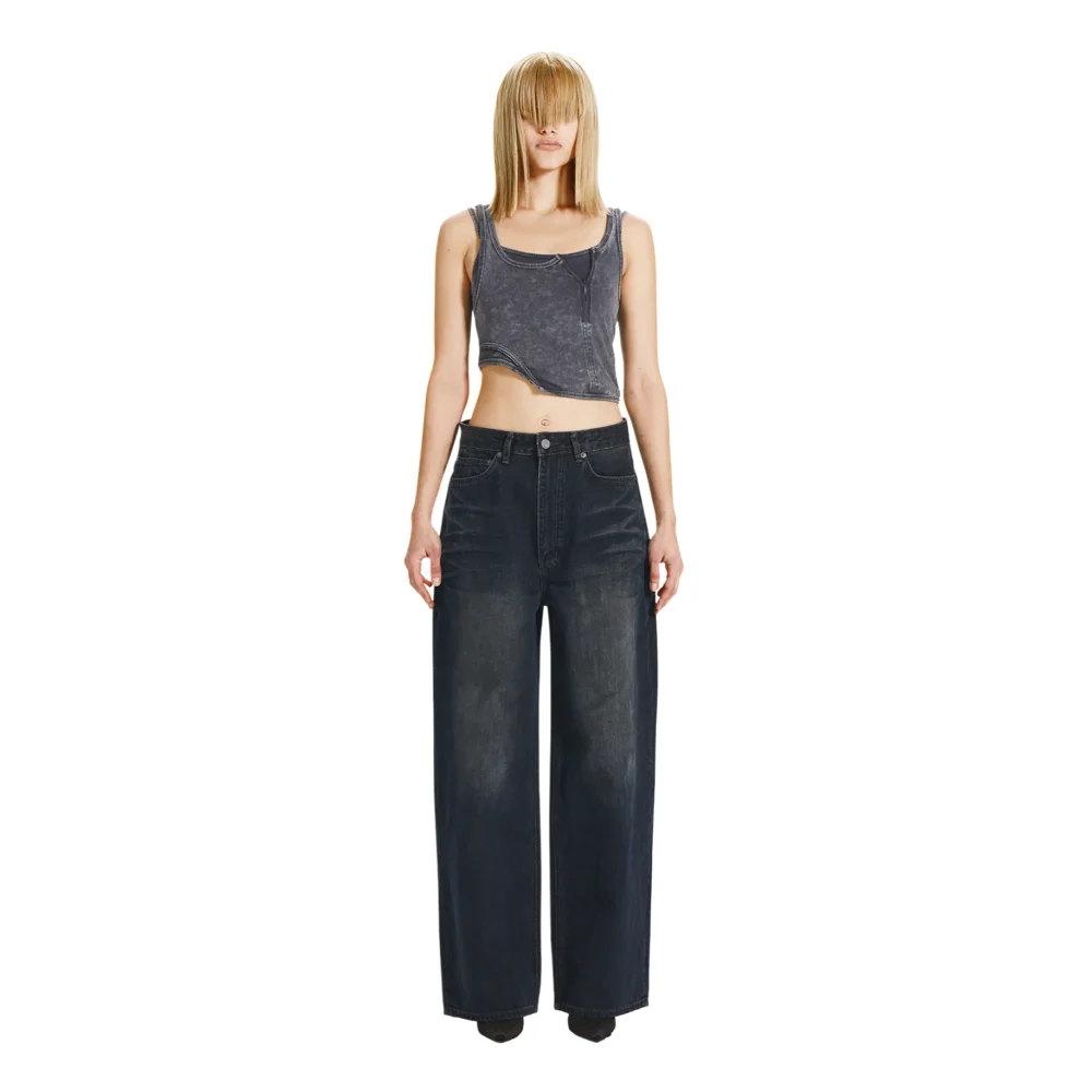 Double Strap Zip Top in Faded Black