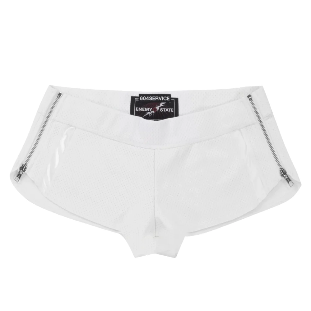 Zip Sporty Micro Shorts in White - 3